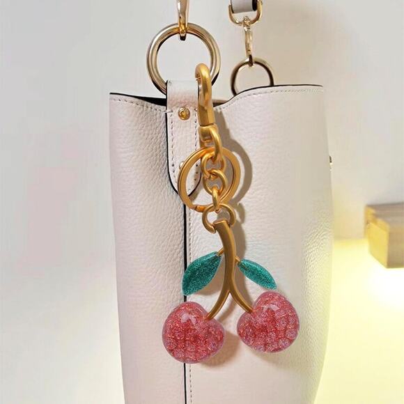 Keychain Cherry Bag Charms Purse - Crystal Pink - Picture 5 of 6
